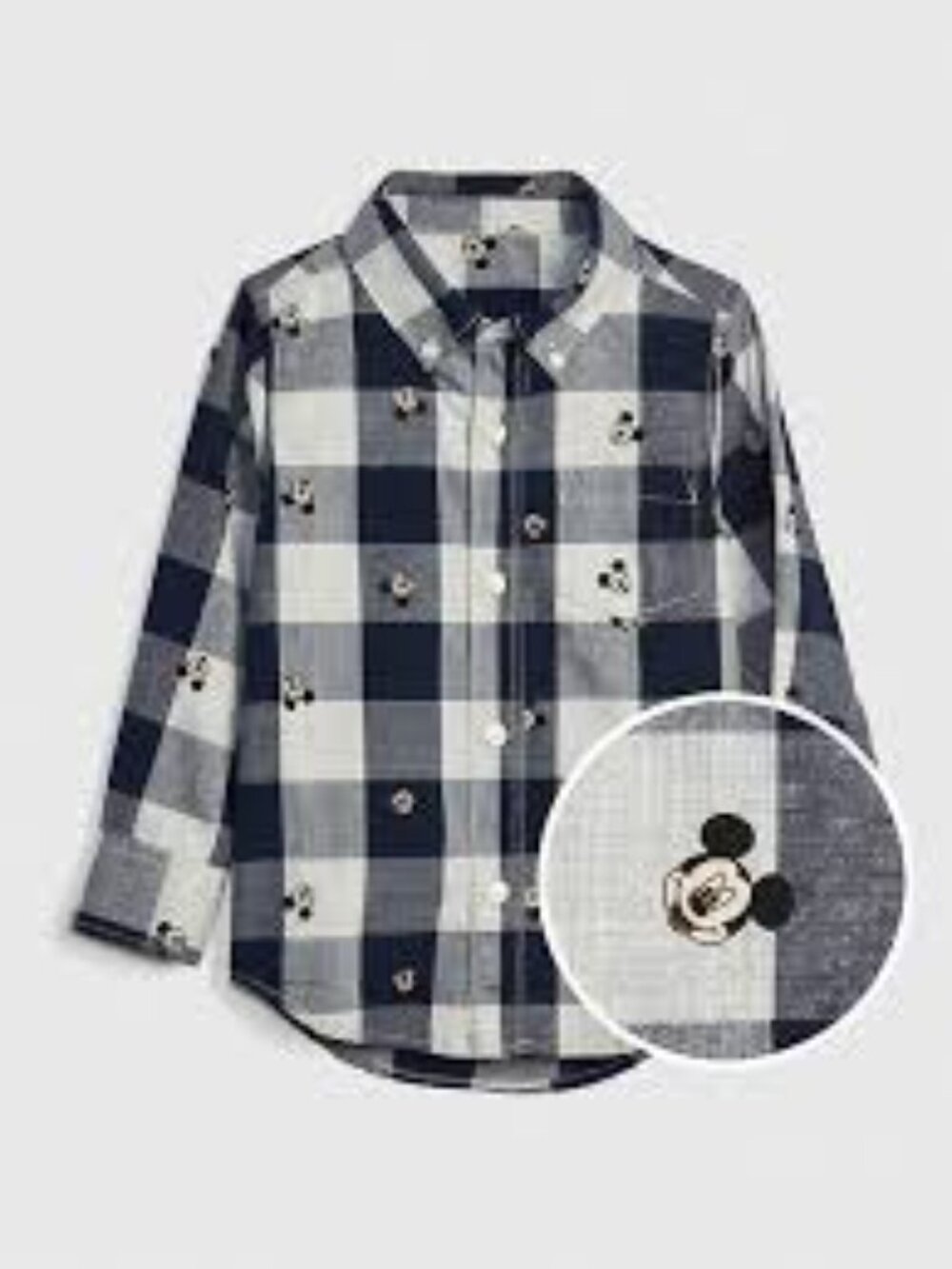 Gap × Disney Toddler Mickey Mouse Plaid Button Down Shirt, Blue Galaxy, 3T